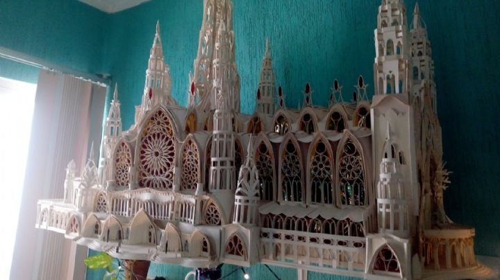 Joven yucateco construye una catedral a escala; tardó tres años: FOTOS