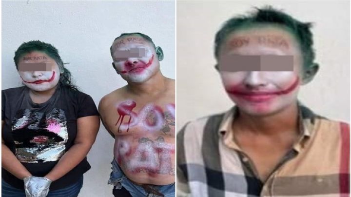 ¿Llegó Batman a Tamaulipas? Aparecen ladrones amarrados y pintados como el Joker