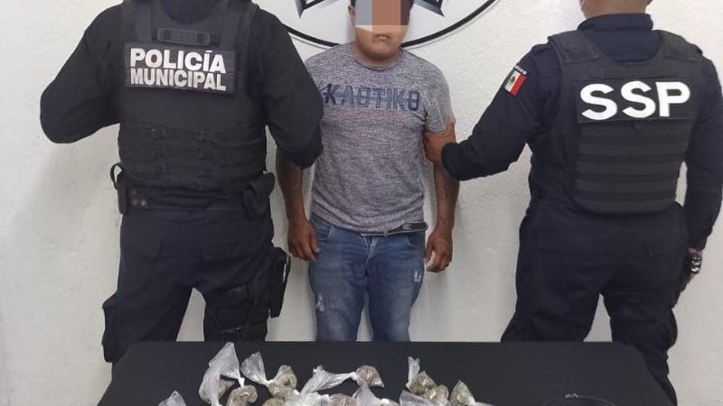 Detienen a hombre con bolsas de marihuana en Chicxulub Puerto