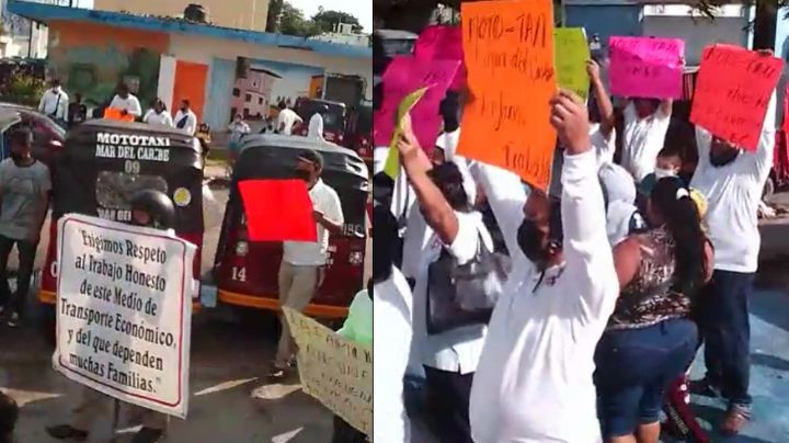 Mototaxistas se manifiestan frente a las oficinas del Imoveqroo en Cancún: VIDEO