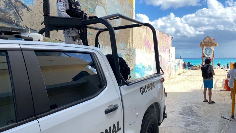 Guardia Nacional realiza recorrido de vigilancia en Playa Gaviota Azul, Cancún: EN VIVO