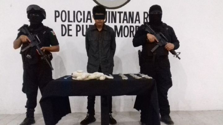 Detienen a un hombre que escondía droga en un peluche en Puerto Morelos