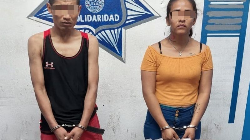 Detienen a un hombre y una mujer con 179 bolsas con drogas en Playa del Carmen