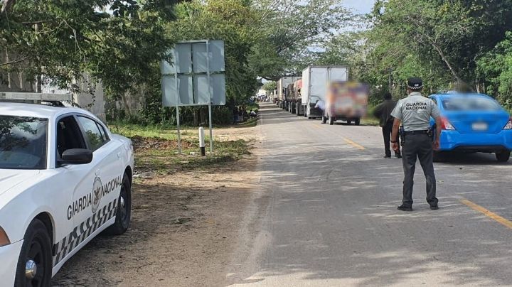 Guardia Nacional mantiene bloqueo carretero en Felipe Carrillo Puerto