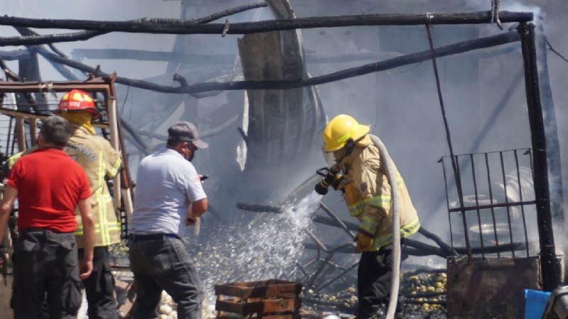 Corto circuito ocasiona incendio en bodega de frutas en Campeche