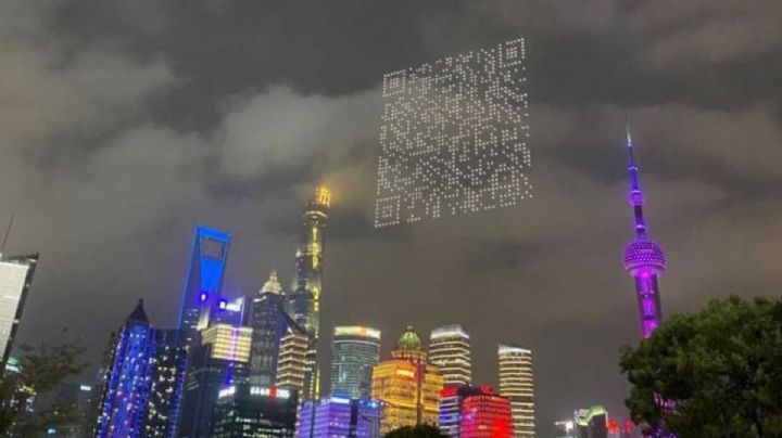 Realizan código QR de drones en el cielo por el lanzamiento de un videojuego en China: VIDEO