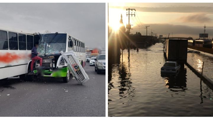 Continúa caos vial por inundaciones en la autopista México-Puebla: FOTOS