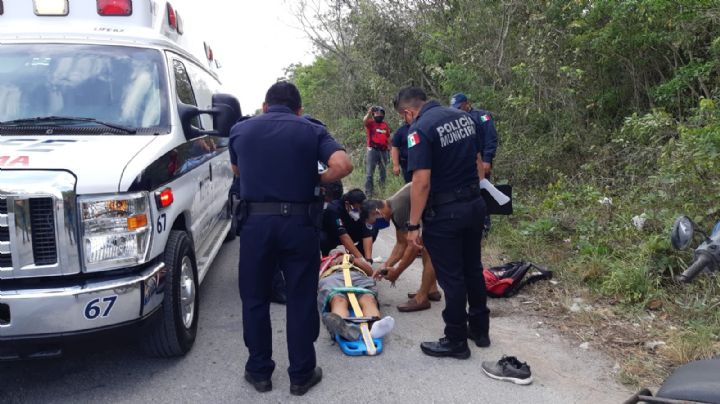 Motociclista en estado de ebriedad se lesiona luego de derrapar en Cozumel
