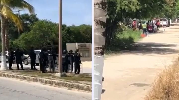 Policías desalojan a invasores de predio en la carretera Cafetal-Mahahual en Chetumal