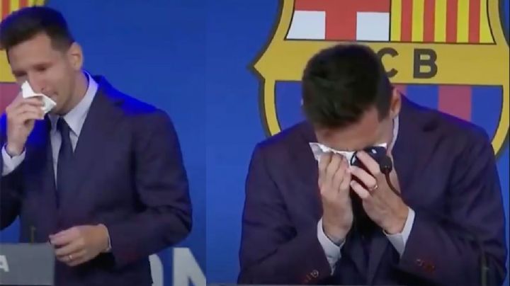 Este es el precio del pañuelo que Messi usó para secarse las lágrimas tras dejar el Barcelona