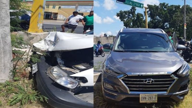 Accidente vehicular deja una mujer lesionada en la Av. 20 de noviembre de Cancún
