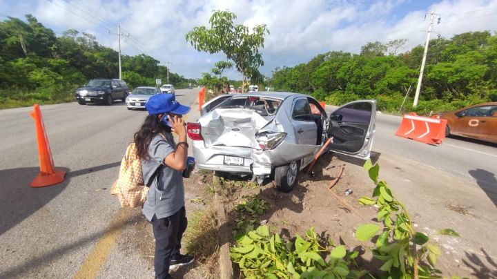 Choque en carretera rumbo a Puerto Aventuras 'paraliza' el tráfico vehicular