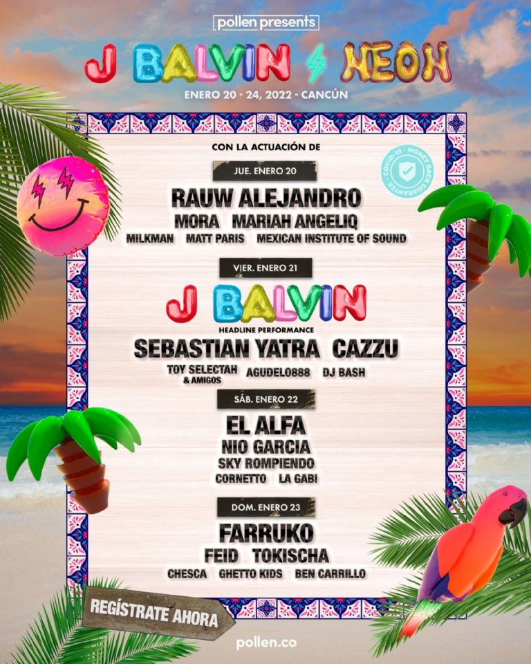 NEON Cancún 2022 J Balvin revela el cartel oficial del festival en el
