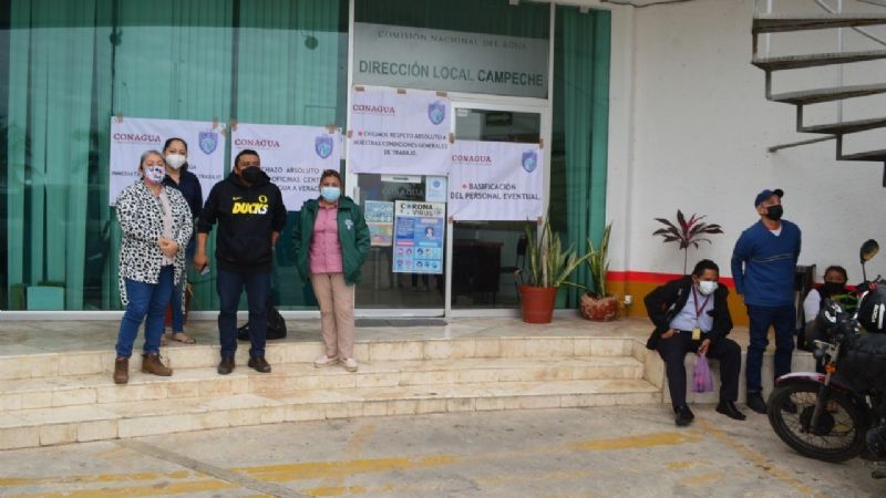 Empleados de la Conagua en Campeche hacen paro de labores para exigir contratos
