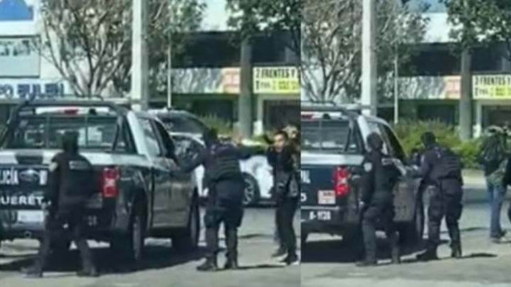 Sujeto amenaza con arma de fuego a dos policías en Querétaro: VIDEO