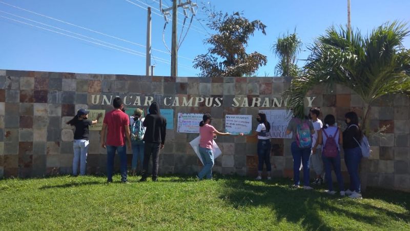 Alumnos de la Unacar en Sabancuy se unen a protestas de apoyo a los sindicalizados