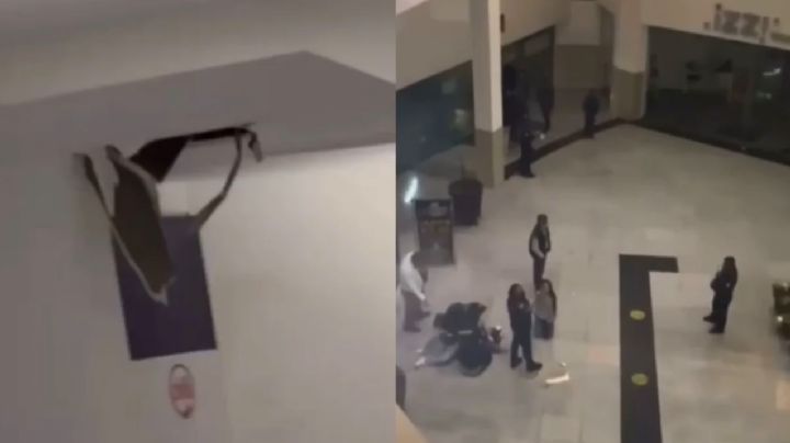 Mujer cae en plaza comercial en Pachuca tras romperse el piso: VIDEO