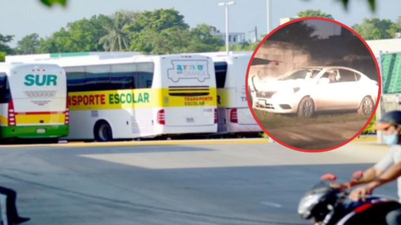 Dos hombres roban un auto en una terminal de autobuses en Campeche