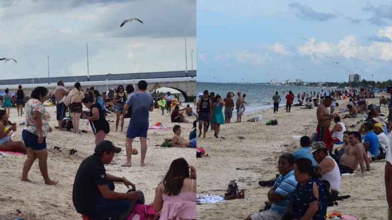 Turistas inundan las playas de Progreso; ha sido el día con más afluencia en noviembre