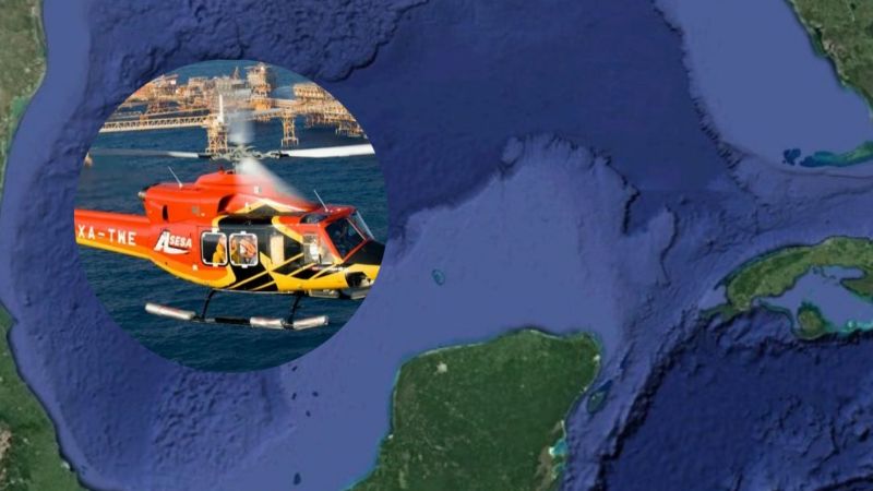 Se desploma helicóptero en el Golfo de México; hay dos muertos
