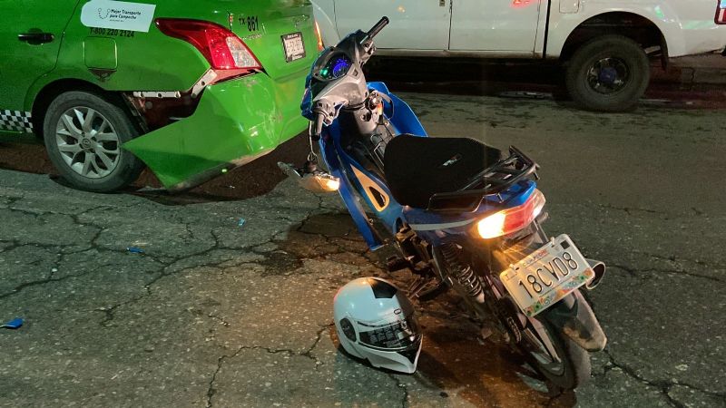 Choque entre taxista y motociclista dejo una lesionada en Campeche