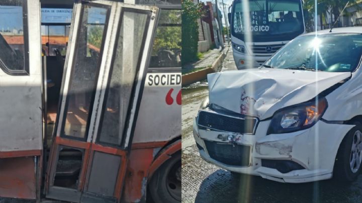 Automóvil derrapa y se impacta contra un autobús en Ciudad del Carmen