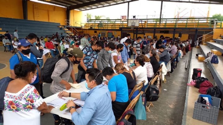 Campesinos se aglomeran en Tekax por cobro de apoyo federal