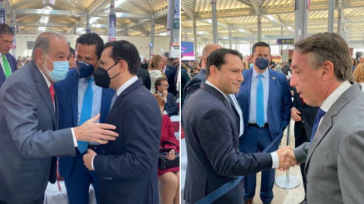 Mauricio Vila se reúne con Carlos Slim y Emilio Azcárraga en la inauguración del AIFA