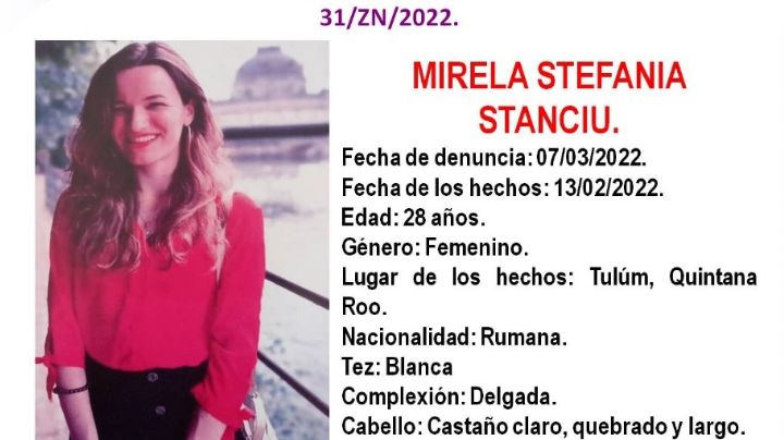 Desaparece  Mirela  Stefania Stanciu, rumana de 28 años en Tulum; Activan protocolo Alba