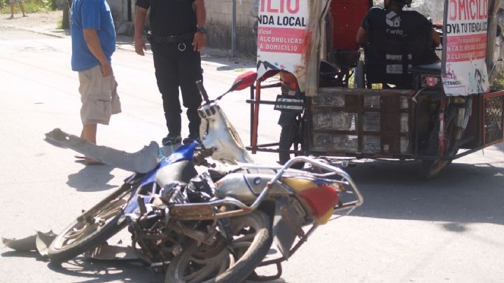 Conductor resulta herido tras impactar contra un mototaxista en Yobaín