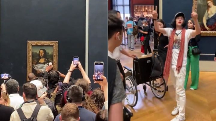 Sujeto disfrazado tira un pastel contra la Monna Lisa en el Museo de Louvre, en París: VIDEO