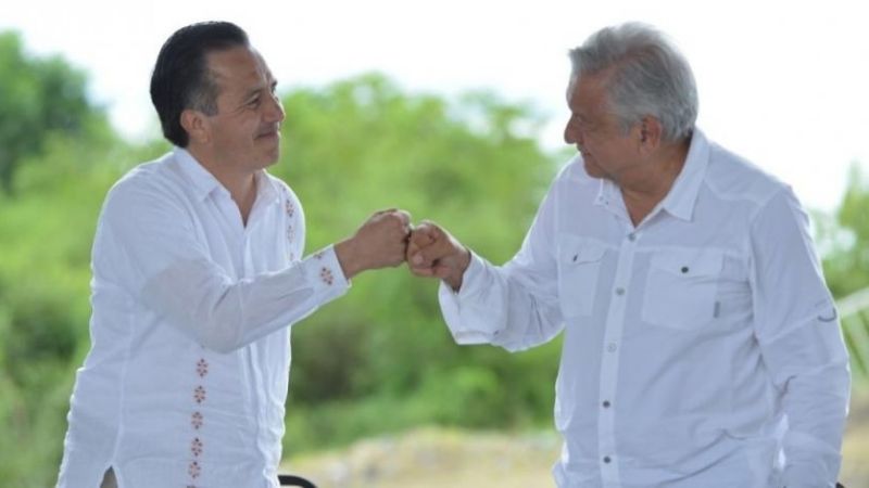 Cuitlahuac García Jiménez, gobernador de Veracruz, se reúne con AMLO en Palacio Nacional