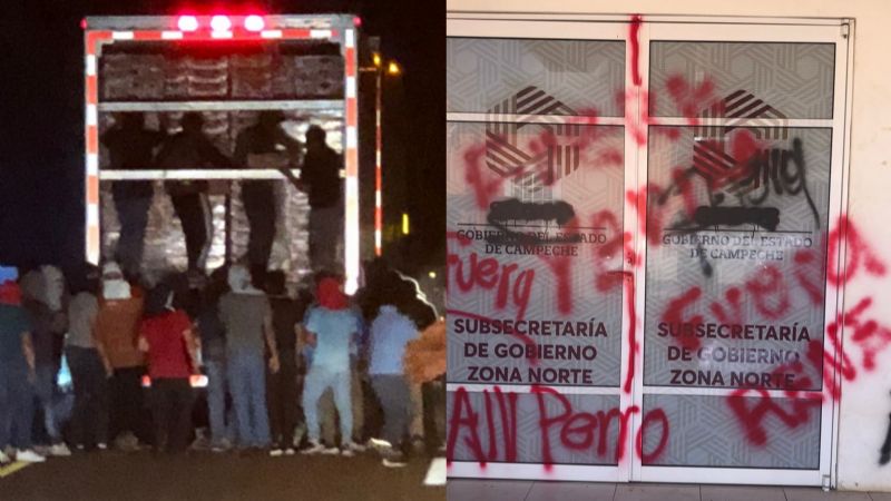 De estudiantes a vándalos: Normalistas de Hecelchakán rapiñan tráiler y destruyen oficina pública