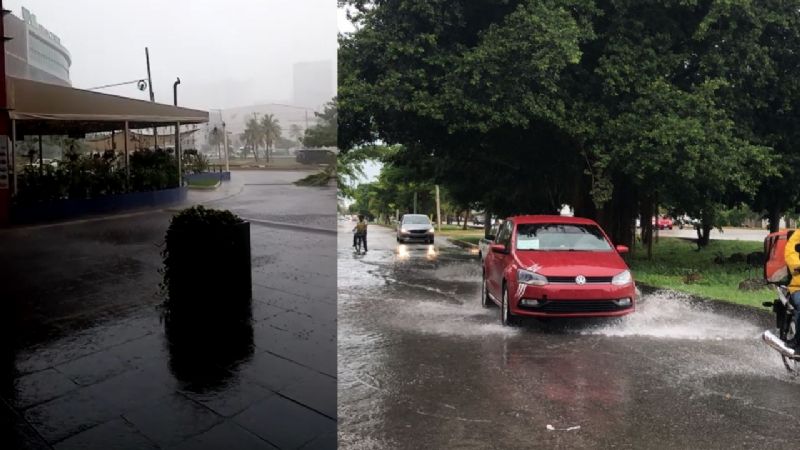 Así se ven las lluvias causadas por la Onda Tropical 21 en Cancún: VIDEO