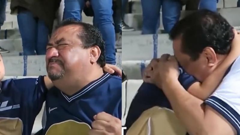 Abuelo y nieto se vuelven virales por llorar ante derrota de Pumas frente al América: VIDEO