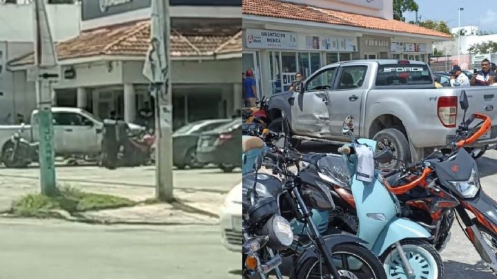 Automovilista yucateco derriba motos de Italika y daña camioneta en Chetumal: VIDEO