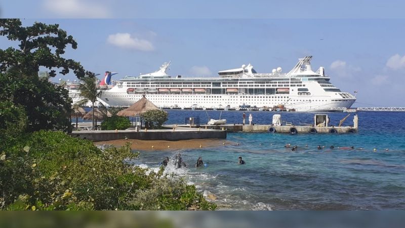 Llegan sólo dos de cinco cruceros programados este miércoles a Cozumel: VIDEO