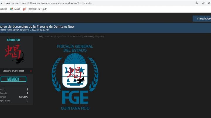 Hackean portal de la fiscalía de Quintana Roo y filtran más de siete mil denuncias
