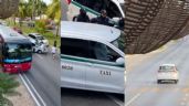 Difunden video de un taxista huyendo de la policía tras fallido bloqueo en Cancún