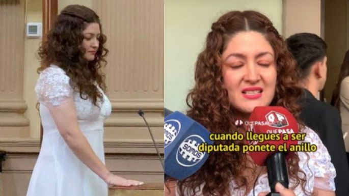 Vestida de novia, funcionaria de Argentina jura cargo como diputada: "Me caso con la gente"