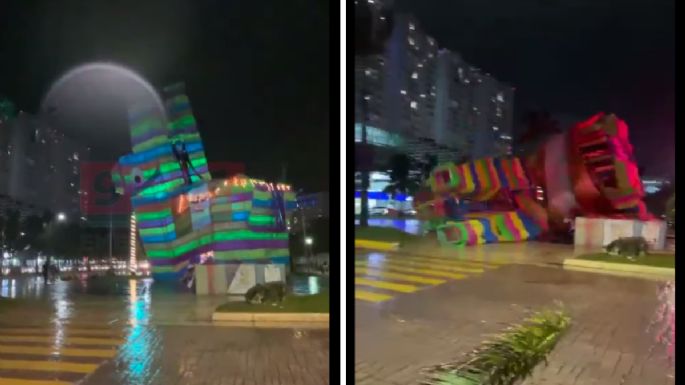 Colapsa el 'burrito sabanero' en el Malecón Tajamar en Cancún: VIDEO