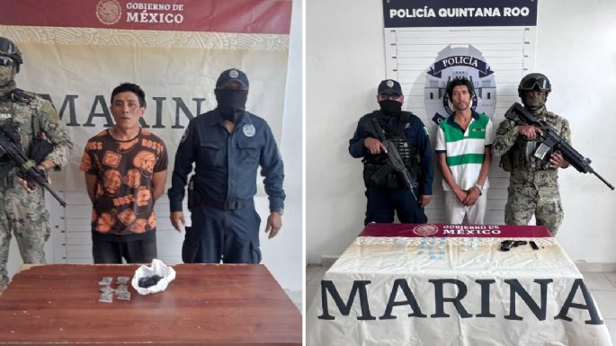 Caen dos presuntos narcomenudistas armados en Cancún