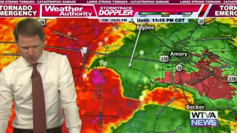 Meteorólogo reza en vivo al ver la magnitud del tornado que afectó a Mississippi: VIDEO