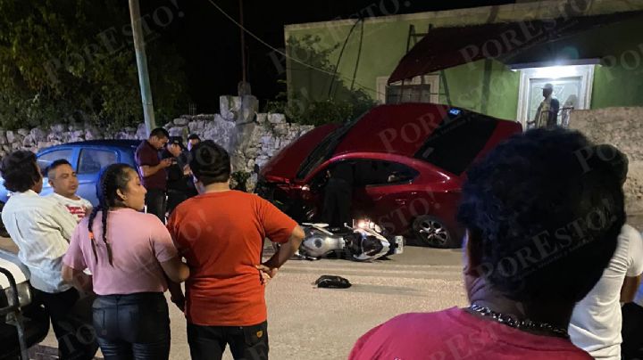 Joven atropella a varias personas en Temax, Yucatán; daño varias motocicletas