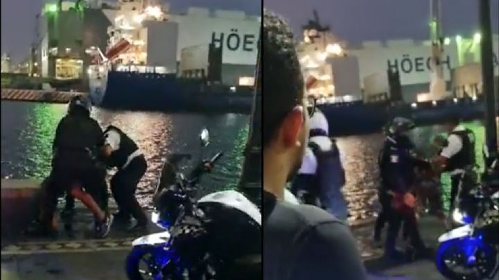 Ladrón se lanza al mar en el malecón de Veracruz para no ser detenido