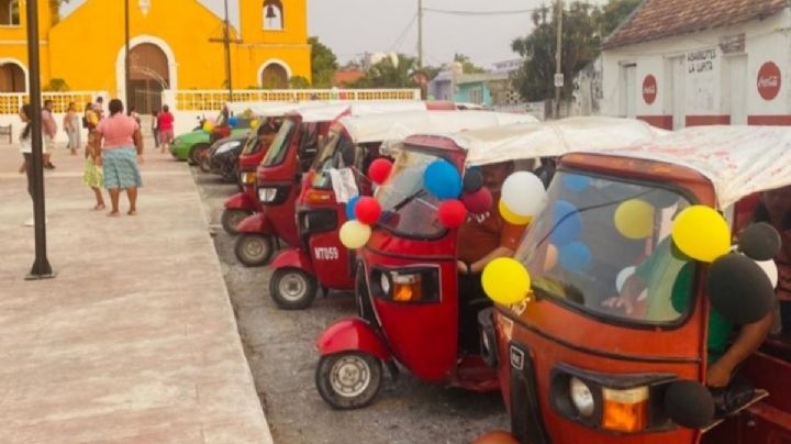 Gremio de los mototaxis festeja misa en Villa de Sabancuy