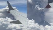 Captan erupción del volcán Popocatépetl desde la ventana de un avión: VIDEO