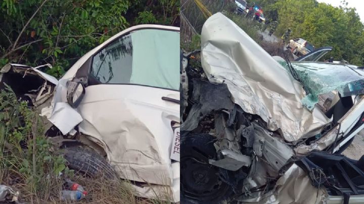 Aparatoso accidente entre un auto y una Van en Cancún deja una mujer lesionada