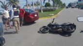 Pareja de "gringos" hacen derrapar a un motociclista en el Malecón de Campeche