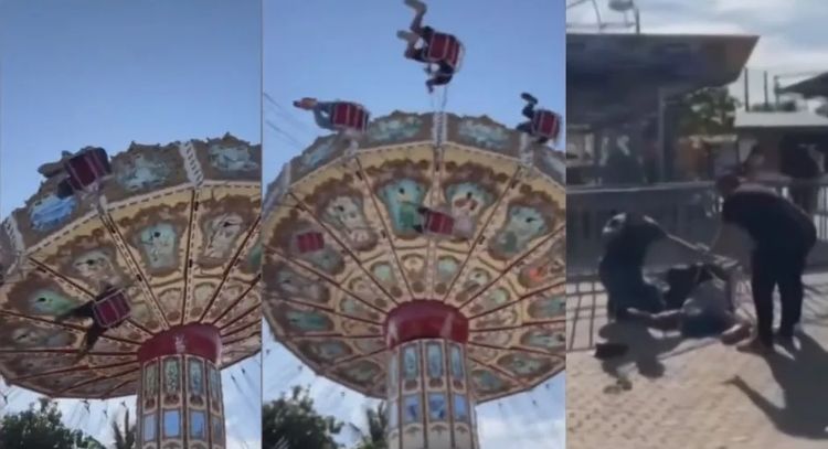 Mujer sale volando de juego mecánico 'Wave Swinger' en feria de Brasil: VIDEO